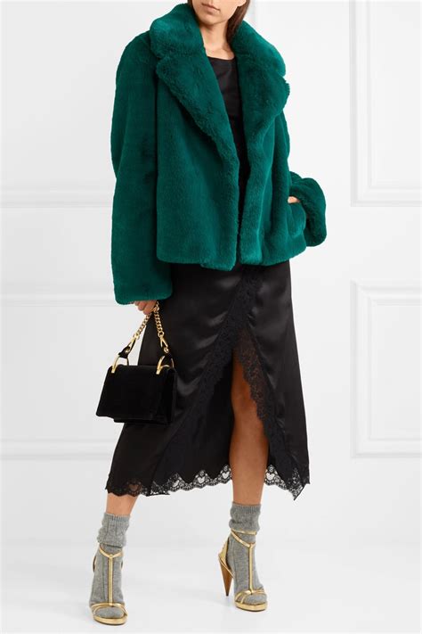 burberry green faux fur coat|Burberry women's coat.